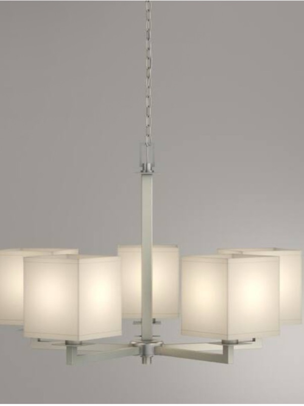 Hampton Bay Menlo Park 5-Light Chandelier Brushed Nickel White Shades 24.8in